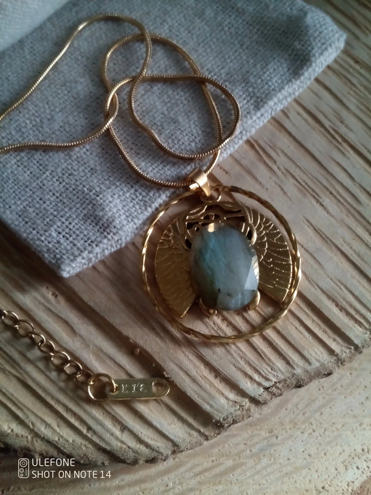 Collier pendentif scarabée pierre naturelle de labradorite – photo 3